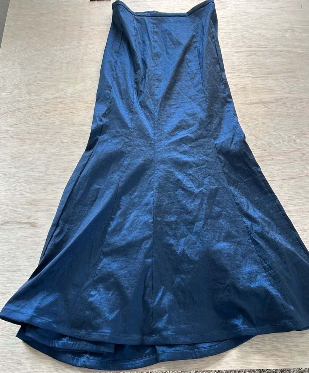 David's Bridal Blue Satin Formal Maxi Skirt Style XS366 Size 12